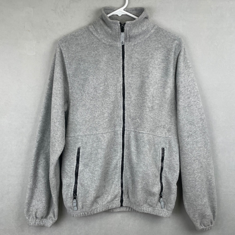 VTG Sierra Pacific Outdoors Gray Full Zip Fleece Jacket S Stand Collar Mens Gorp